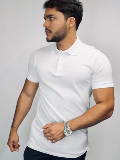 Polo Cálice Pima Piquet Branca